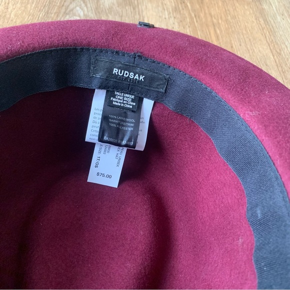 Rudsak Burgundy Fedora Wool Hat - Picture 6 of 7